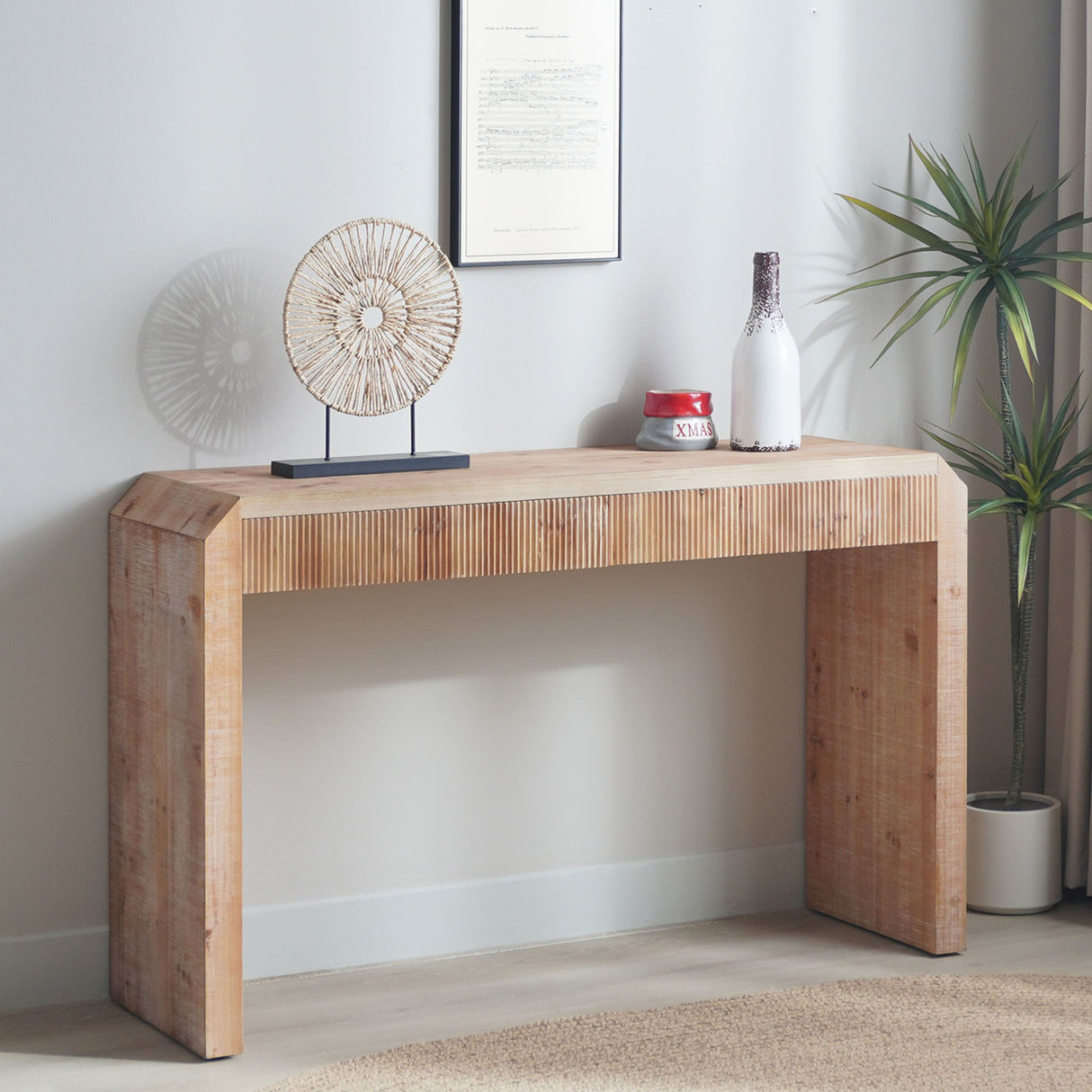 Rustic Modern Console Table With Drawer Storage - Natural Wood