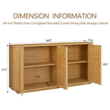Contemporary Wave Shaped TV Stand With Rattan Doors