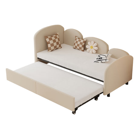 Modern Velvet Upholstered Daybed With Additional Bed Frame