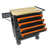4 Drawers Multifunctional Tool Cart With Wheels And Wooden Top