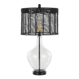 Jenna - Contemporary Table Lamp (Set of 2) - Clear Seeded / Matte Black / Matte Black