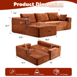 Compression Sectional Couch With Comfy Chaise, Boneless L Shape Sofa With Deep Seat