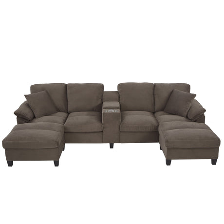Modern U-Shaped Sectional Sofa With Storage Ottomans