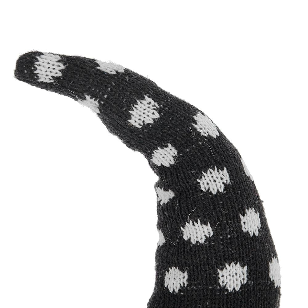 Sitting Gnome With Broomstick & Soft Legs, For Halloween Decor - Black White