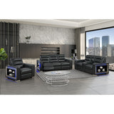 Yamein - Power Reclining Sofa With Bookcase Arms And LED Lights - Charcoal