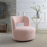 Swivel Comfy Round Barrel Chair With Soft Teddy Fabric For Living Room