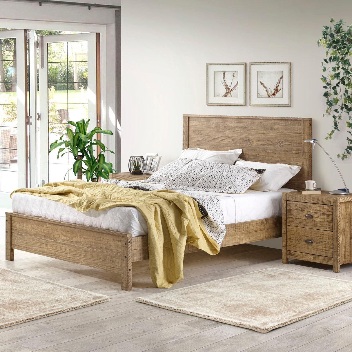 Albany - Bed Frame With Headboard, Heavy Duty Modern Rustic Design