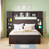 Bed With All In One Cabinet, Shelf And Sockets, Twin Long Trundle