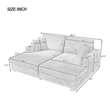 Oversized Loveseat Chaise With 2 USB Ports, 2 Cup Holders And 2 Throw Pillows