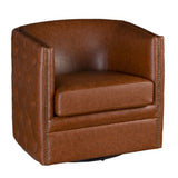Swivel Chair With Tufted Barrel Design And Nailhead Accents