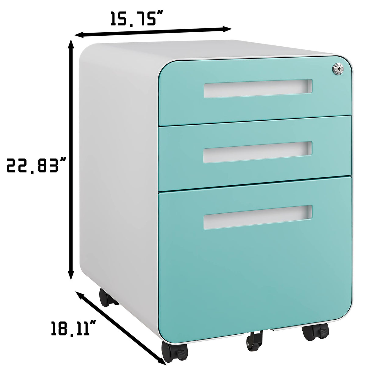 3 Drawer Mobile File Cabinet Under Desk Office, Simple Style Versatile Storage Cabinet For Legal / Letter / A4 Files, 5 Wheel Design Anti-Tilting Cold Rolled Steel Waterproof Moisture-Proof
