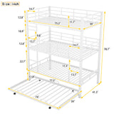 Triple Bunk Bed With Trundle, Heavy Duty Steel Construction