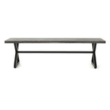 Modern Aluminum Outdoor Dining Bench With X Base