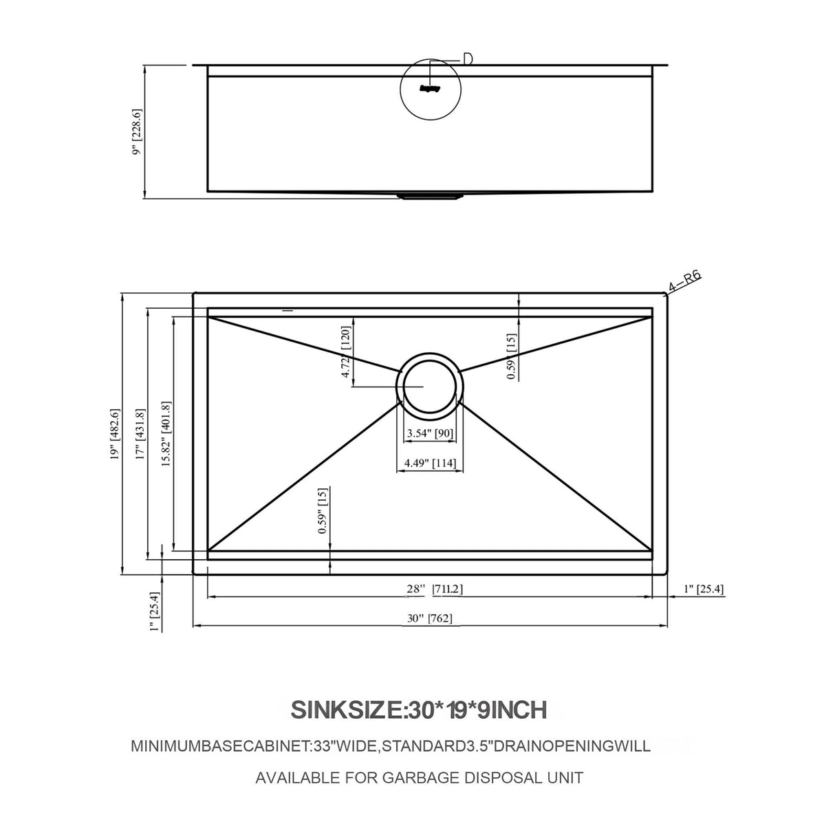 30" Undermount Kitchen Sink 16 Gauge Ledge Workstation - Brushed Nickel
