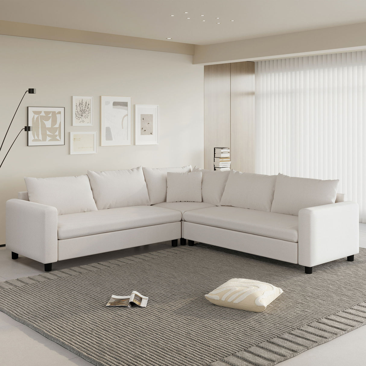 Modern Modular Sectional Oversized Couch Set With Pillows, Minimalist Style Wide Seat Comfy Sofa