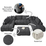 Chosen - Sectional Sofa With Toss Pillows With 2 Chaises With Ottoman - Gray
