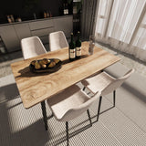 Modern Minimalist Dining Table And Chairs With Metal Legs For 4 - 6 Seats - Wood