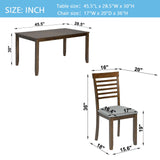 5 Pieces Modern Dining Set, Rectangular Wooden Dining Table With 4 Upholstered Chairs
