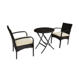Outdoor Wicker Bistro Set With 2 Chairs - Brown Multi