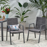 Outdoor Modern Aluminum Dining Chair Set With Rope Sea (Set of 2)