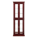 Curio Cabinet Lighted Curio Diapaly Cabinet With Adjustable Shelves And Mirrored Back Panel, Tempered Glass Doors (6 Tier), (E26 Light Bulb Not Included)