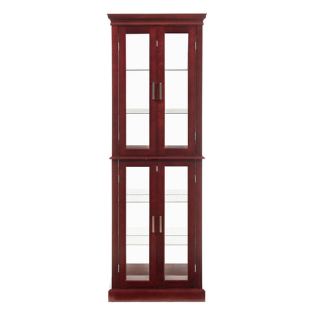 Curio Cabinet Lighted Curio Diapaly Cabinet With Adjustable Shelves And Mirrored Back Panel, Tempered Glass Doors (6 Tier), (E26 Light Bulb Not Included)