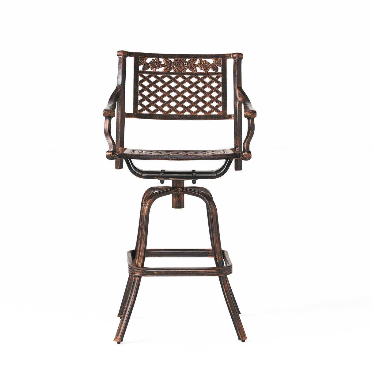 Cast Aluminum Swivel Bar Stool With Footrest - Copper