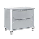 Laura - Nightstand With Sleek Frame And Fronts - Silver