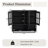 3 Door Wall Cabinet With Glass Door And Towel Bar