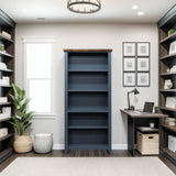 Nantucket - 5 Shelf Bookcase - Blue Denim, Whiskey