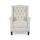Contemporary Tufted Fabric Push Back Recliner - Beige