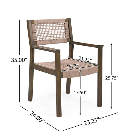 Outdoor Dining Chair (Set of 2), Patio Chairs - Gray / Light Brown