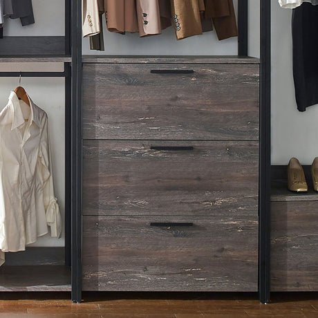 Monica - Wood Walk In Closet System With Spacious Storage In Wood And Metal Frame - Gray