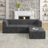 Modern Minimalist L Shape Modular Sectional Sofa, Sleeper Corduroy Couch