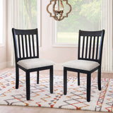Modern Dining Chair, Wooden Back, Cushion Seats (Set of 2)