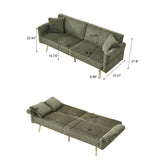 Luxury Corduroy Foldable Double Sofa Bed With Folding Armrests
