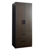 Brook - 2 Door Wood Closet With 2 Drawers And Hanging Bars - Dark Brown