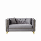 2 Seater Deep Seat Sofa With Button Nailhead, Square Arm