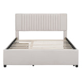 Upholstered Platform Bed With Drawers, Classic Headboard Design