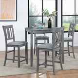 5 Pieces Dining Table Set, Counter Height Kitchen Table Set With Square Table And 4 Upholstered Chairs