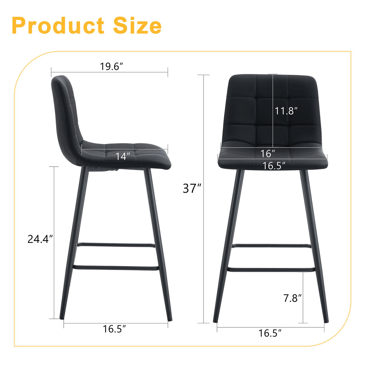 Bar Chair Set Comfortable With Metal Legs And Ergonomic Design