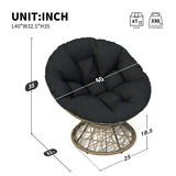 Ergonomic Wicker Chair With Cloud Thick Density Cushion, 3 Proof Cover High Capacity Iron Frame Fluid 360° Swivel