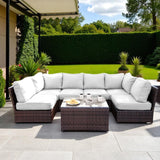 Comfortable Modern Patio Rattan Sectional Set With Cushions