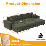 Deep Seat Convertible Sofa With Soft Pillows And Ottomans