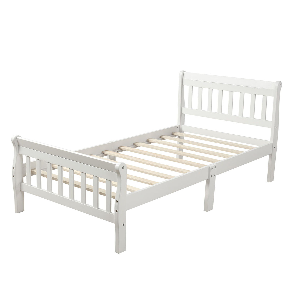 Platform Bed, Mattress Foundation Sleigh Bed With Headboard, Footboard, Slat Support