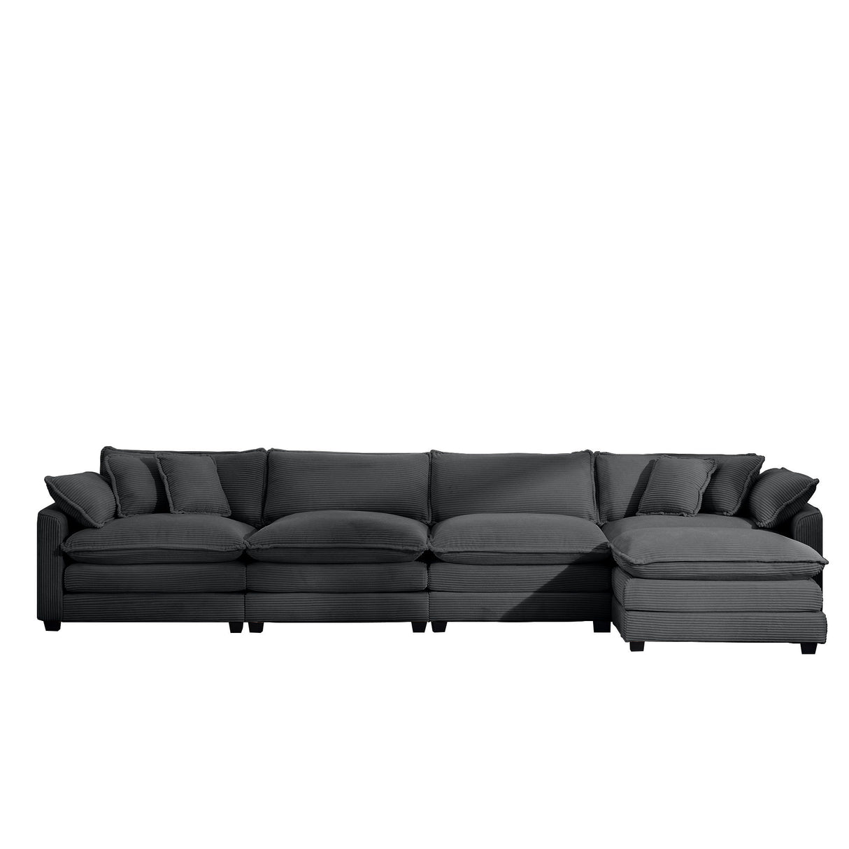 Modern Oversized Modular Cushion Sofa With Ottoman, Low Back, Deep Seating Sofa Set