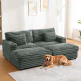 Plush Oversized Double Chaise Lounge Sofa Bed With USB Ports And Cup Holders