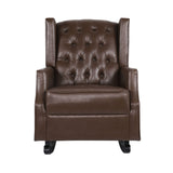 Amedou - Contemporary Tufted Wingback Rocking Chair - Dark Brown
