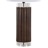 Cylinder - Fluted Contemporary Table Lamp (Set of 2) - Brown / Clear / White