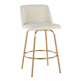 Toriano - Contemporary, Fixed Height Counter Stool With Swivel With Round Footrest (Set of 2)